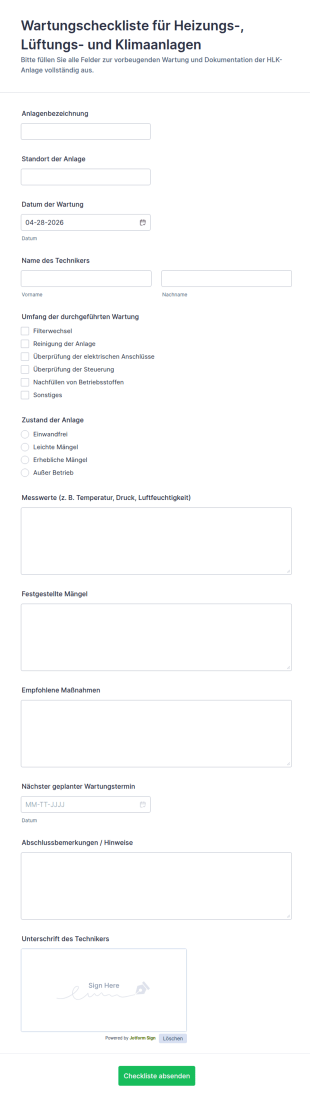 Wartungs Checkliste Für Heizungsanlagen