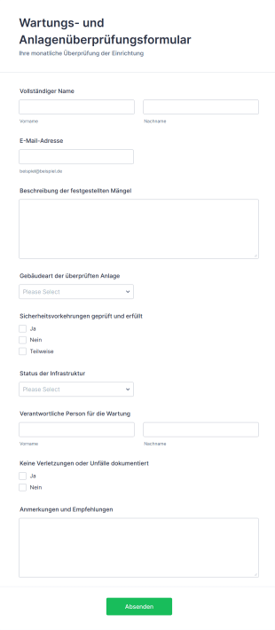 Wartungs Und Anlagenüberprüfungsformular