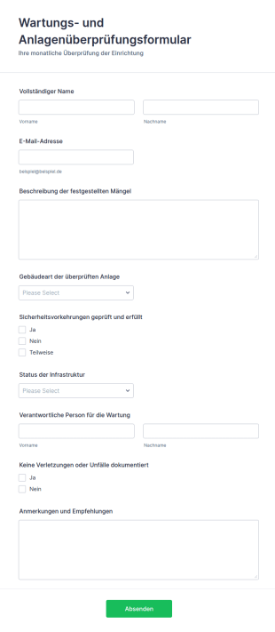 Wartungs Und Anlagenüberprüfungsformular