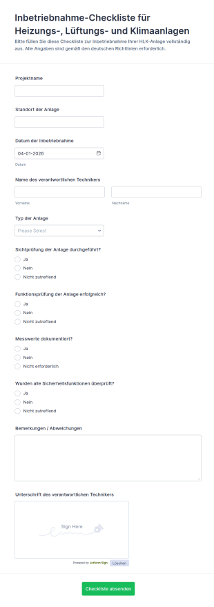 Wartungsklärung Checkliste Formular
