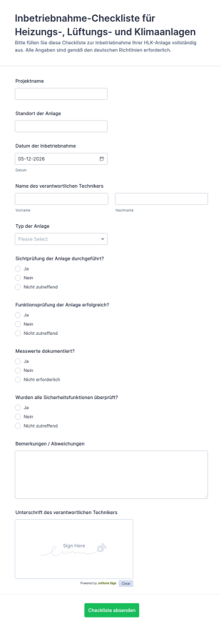 Wartungsklärung Checkliste Formular