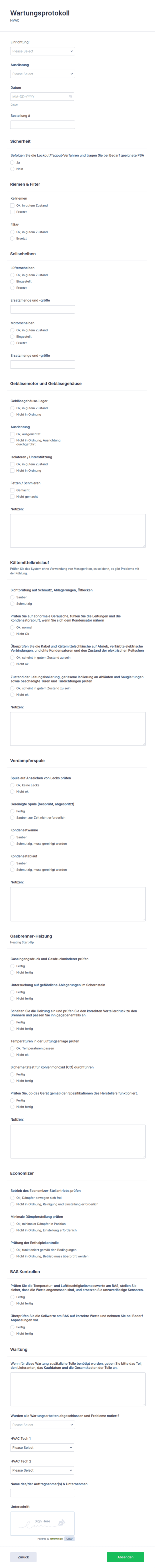 Wartungsprotokoll