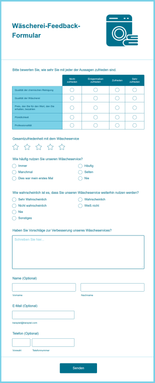 Wäscherei Feedback Formular
