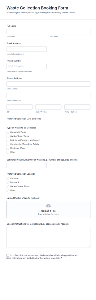 Waste Collection Booking Form Template
