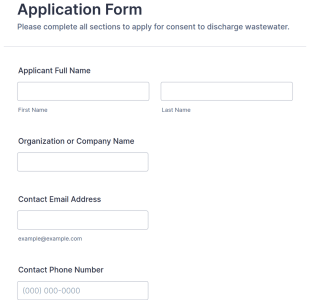 Wastewater Discharge Consent Application Form Template
