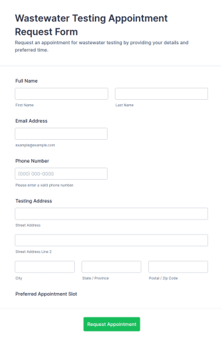 Wastewater Testing Appointment Request Form Template