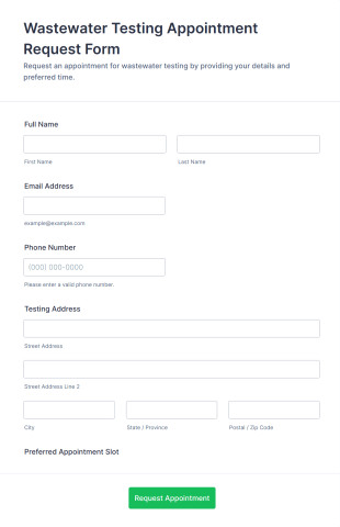 Wastewater Testing Appointment Request Form Template
