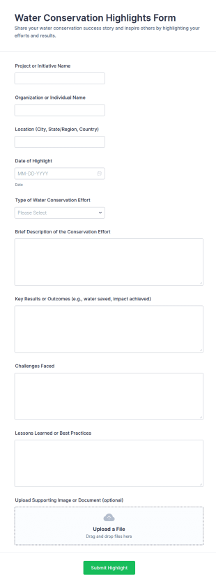 Water Conservation Highlights Form Template