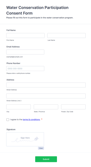 Water Conservation Participation Consent Form Template