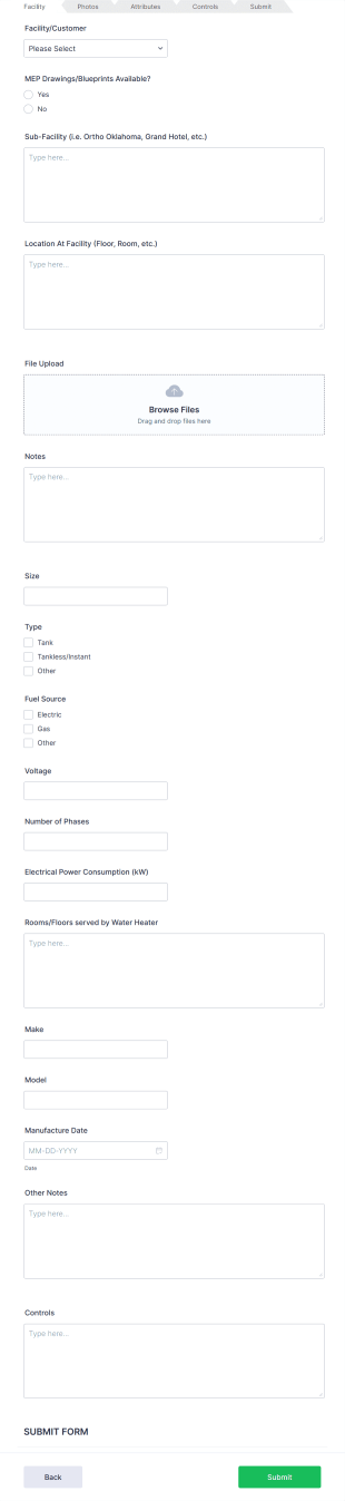 Water Heater Audit Form Template