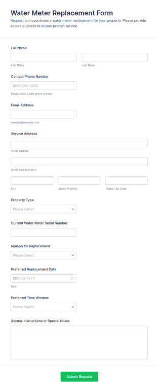Water Meter Replacement Form Template