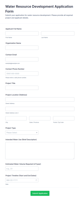 Water Resource Development Application Form Template