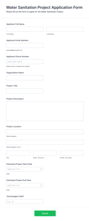 Water Sanitation Project Application Form Template