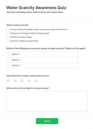 Water Scarcity Awareness Quiz Form Template