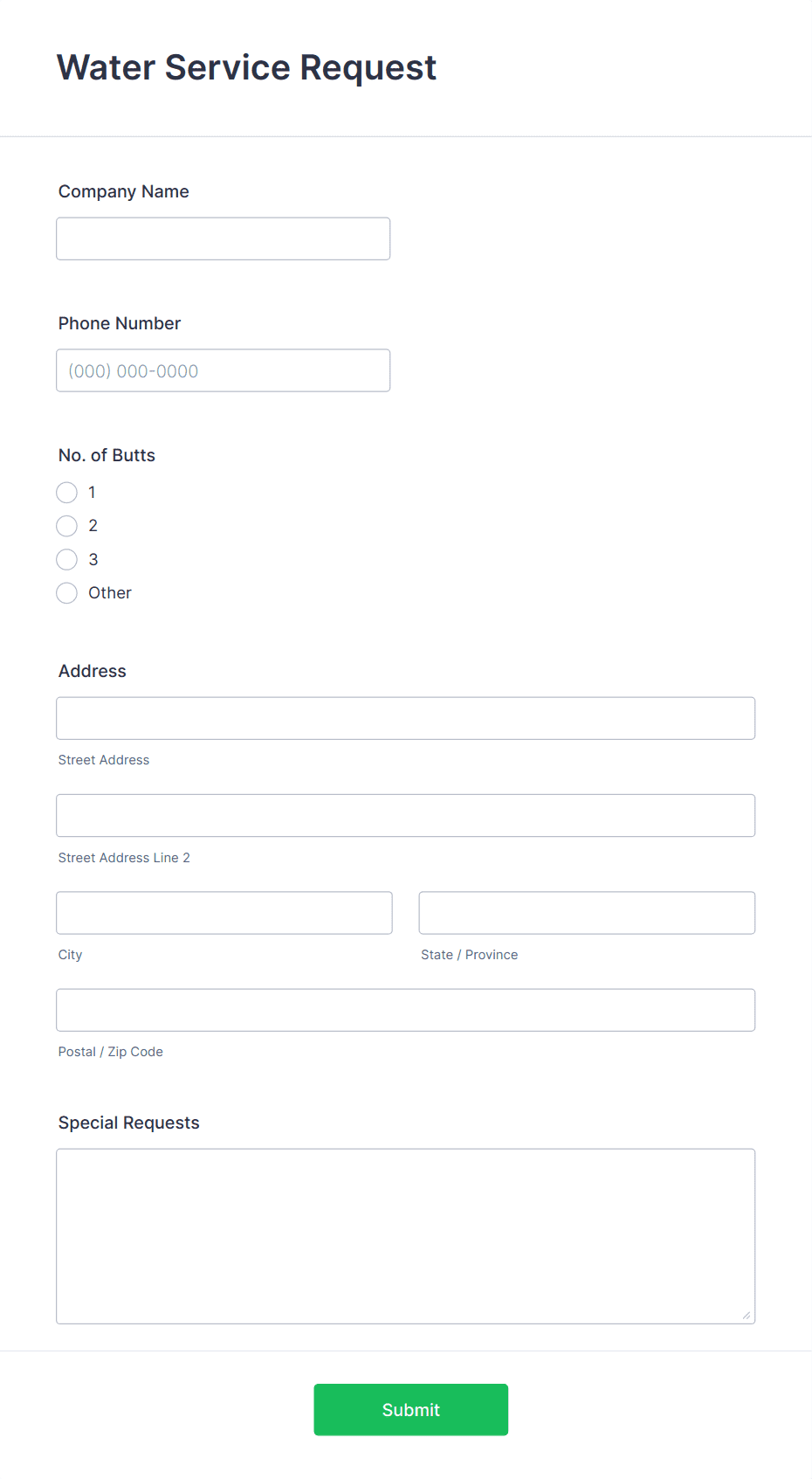 Water Service Request Form Template | Jotform