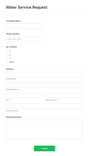 Water Service Request Form Template