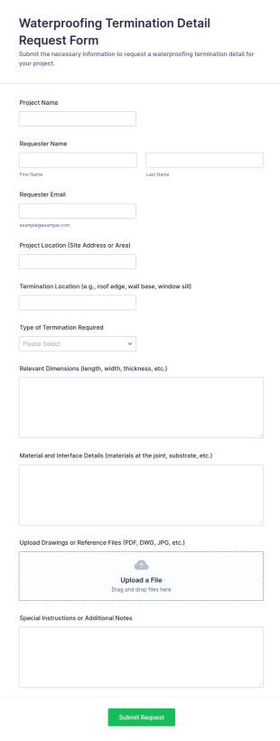 Waterproofing Termination Detail Request Form Template