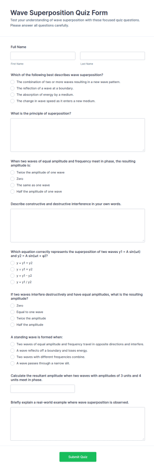 Wave Superposition Quiz Form Template