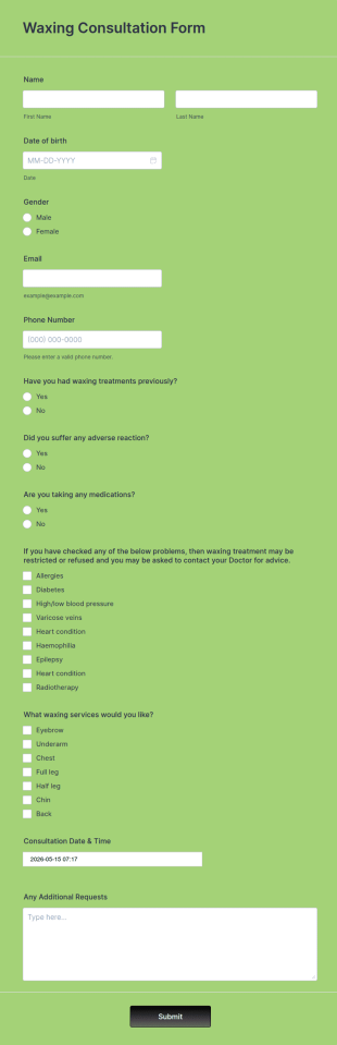 Waxing Consultation Form Template