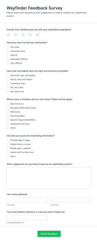 Wayfinder Feedback Survey Form Template