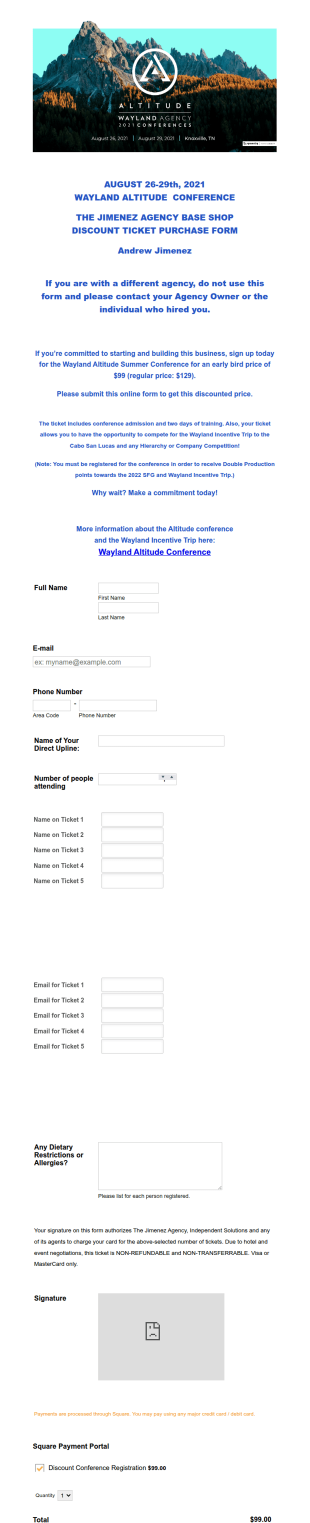 Wayland Conference Registration Form Andrew Jimenez