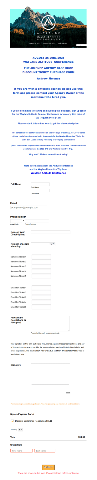 Wayland Conference Registration Form Andrew Jimenez