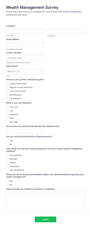 Wealth Management Survey Form Template