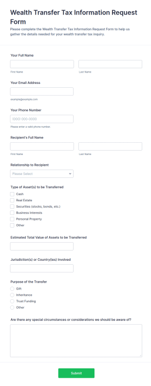 Wealth Transfer Tax Information Request Form Template
