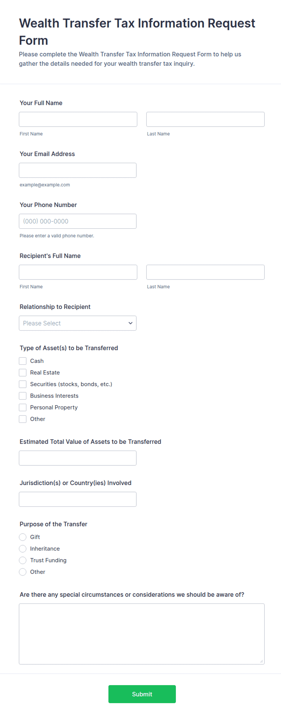 Tax Extension Form.pdf Wealth Transfer Tax Information Request Form Template | Jotform