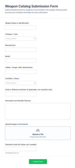 Weapon Catalog Submission Form Template