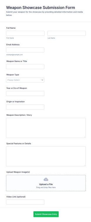 Weapon Showcase Submission Form Template