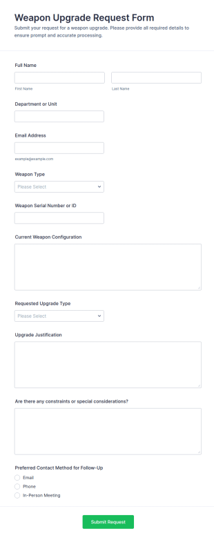 Weapon Upgrade Request Form Template