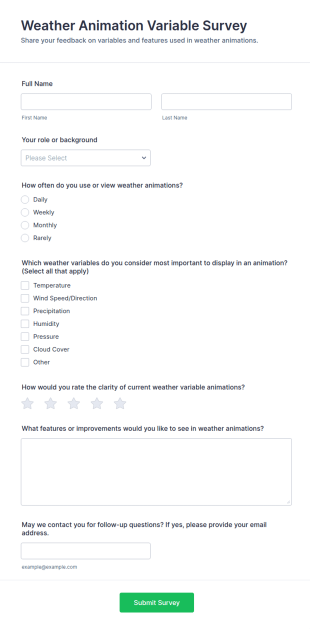 Weather Animation Variable Survey Form Template
