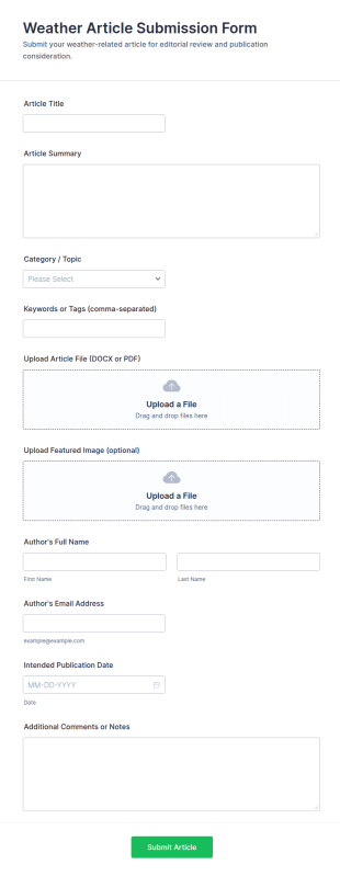 Weather Article Submission Form Template