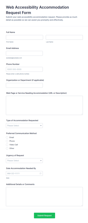 Web Accessibility Accommodation Request Form Template