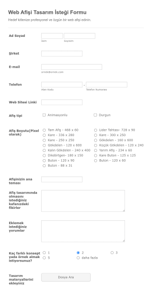Web Afisi Tasarim Istegi Form Şablonu