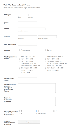Web Afisi Tasarim Istegi Form Şablonu