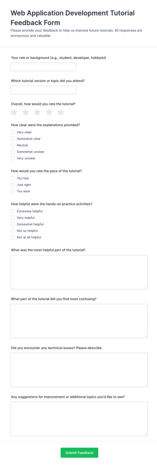 Web Application Development Tutorial Feedback Form Template