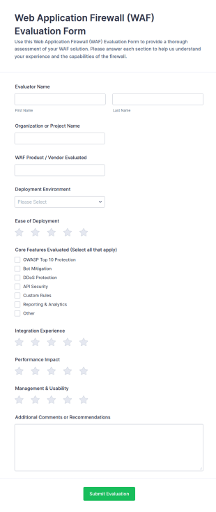 Web Application Firewall (WAF) Evaluation Form Template