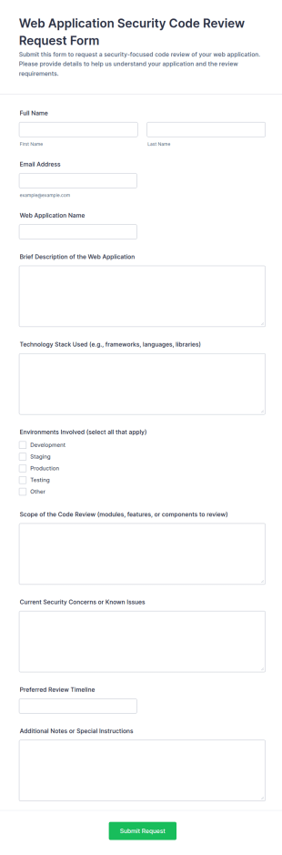 Web Application Security Code Review Request Form Template