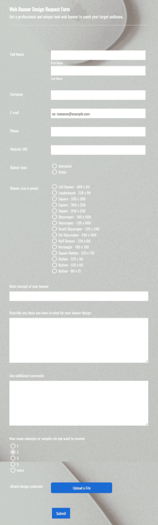 Web Banner Creation Request Form Template