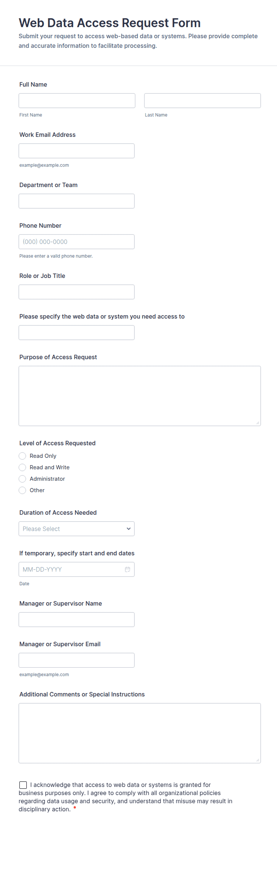 Web Data Access Request Form Template Jotform Web Data Access Request Form Template Jotform