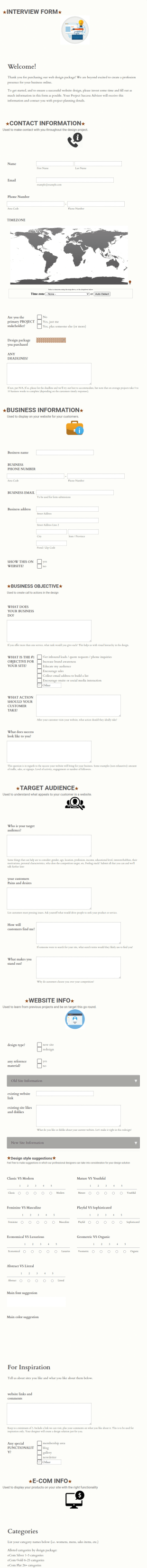 Web Design Interview Form Template
