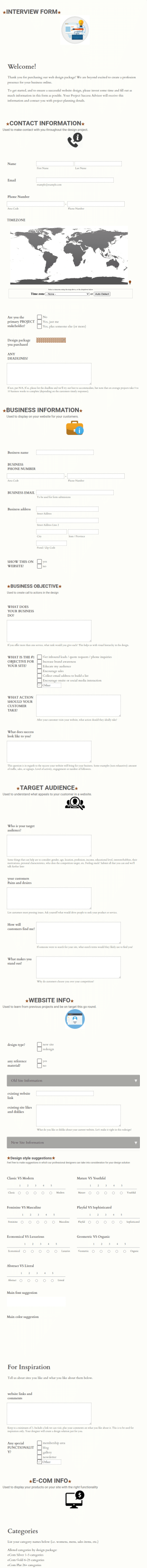 Web Design Interview Form Template