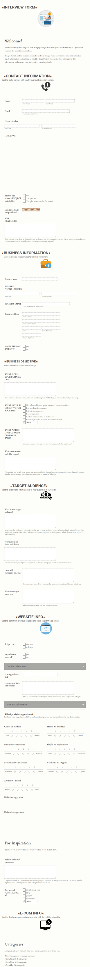 Web Design Interview Form Template