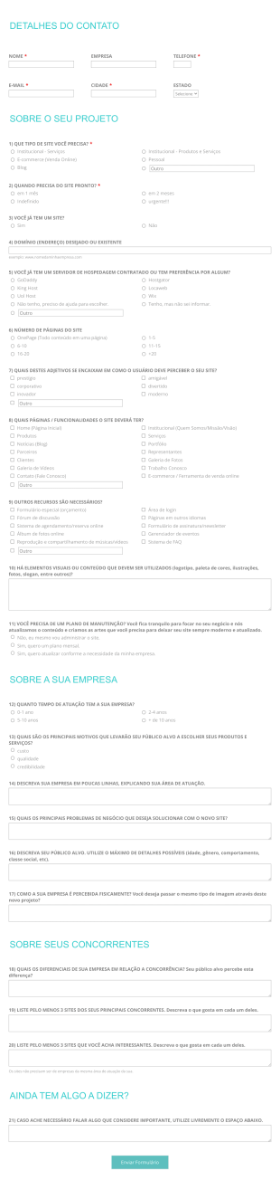 Web Design Pedidos Form Template