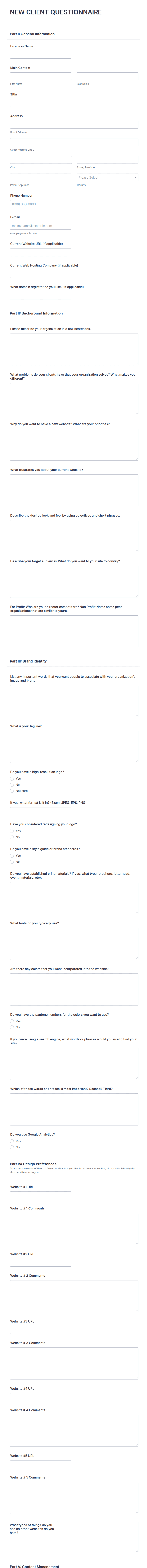Client Questionnaire Button Web Designer Client Questionnaire Form Template | Jotform