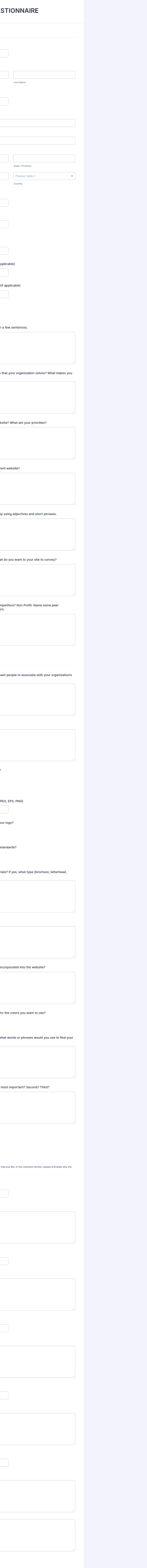 Web Designer Client Questionnaire Form Template