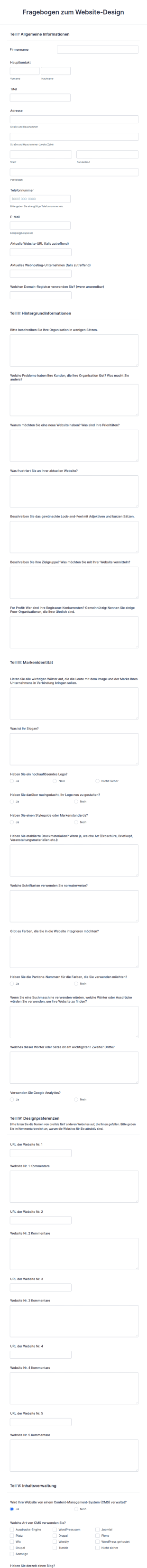 Fragebogen Zum Website Design