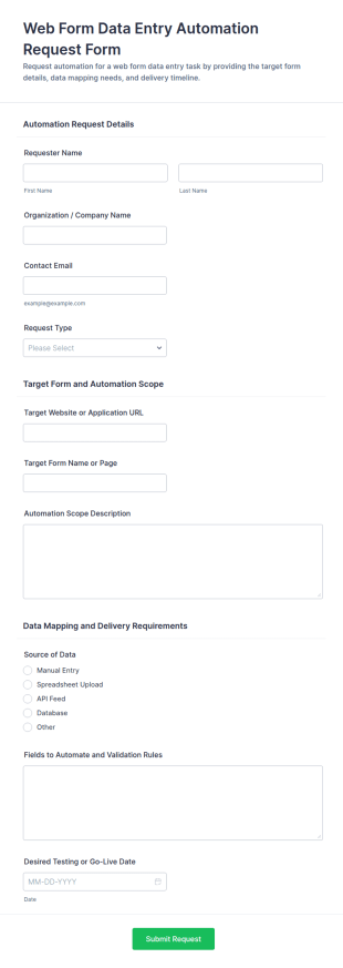 Web Form Data Entry Automation Request Form